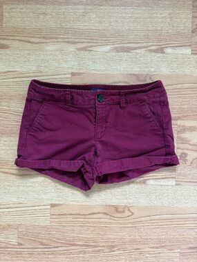 American Eagle Outfitters Burgundy Cuffed Shorts